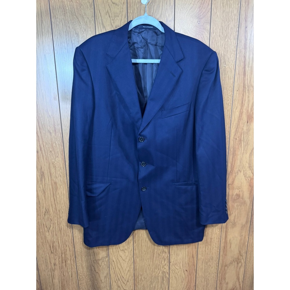 Ermenegildo Zegna Richards Greenwich Navy Blue Striped 3 Button Sport Coat 52R